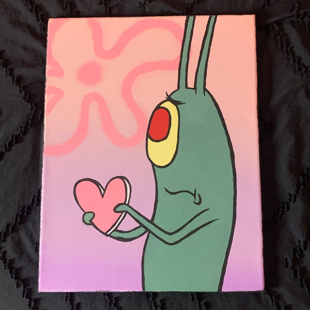 10 inch x 12 inch plankton painted canvas